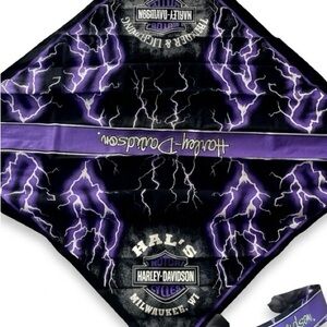 Vintage Harley-Davidson 90s Purple Thunder & Lightning Bandana Hal’s Milwaukee